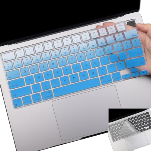 2 Pack Keyboard Cover for 2026-2021 MacBook Pro 14" 16" M5 M4 M3 M2 M1 Pro/Max, 2026-2023 MacBook Air 13" 15" M5 M4 M3 M2, Keyboard Skin for 14.2" 16.2" MacBook Pro /13.6" 15.3" US-Ombreblue - color: Ombreblue+TPU
