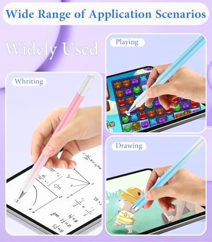 Stylus Pen for Touchscreen, Kenkor 2 in 1 Active iPad Pencil - Pink+ Blue | Stylus Pen for iPad/Android/Switch/iPhone/Samsung/Galaxy/Huawei/Surface/ViVo/OPPO/Lenovo, All Touch Screens Tablet Pencil - color: Pink+Blue