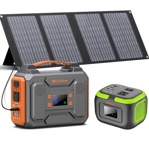 300W Portable Battery Power Station with Solar Panel 40W, 110V AC Outlet 120W Solar Power Pack Generator with USB C DC for Tent Camping Laptop Smart Devices RV Home Use VanLife Outdoor Power Outage