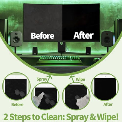 2 Pack Electronic Screen Cleaner Spray, Hatstart Cell Phone Touch Screens Cleaning for TV Laptop Computer Tablet PC LCD Flat Screens and Car Display, Compatible with iPhone iPad MacBook Pro, Green - color: Green