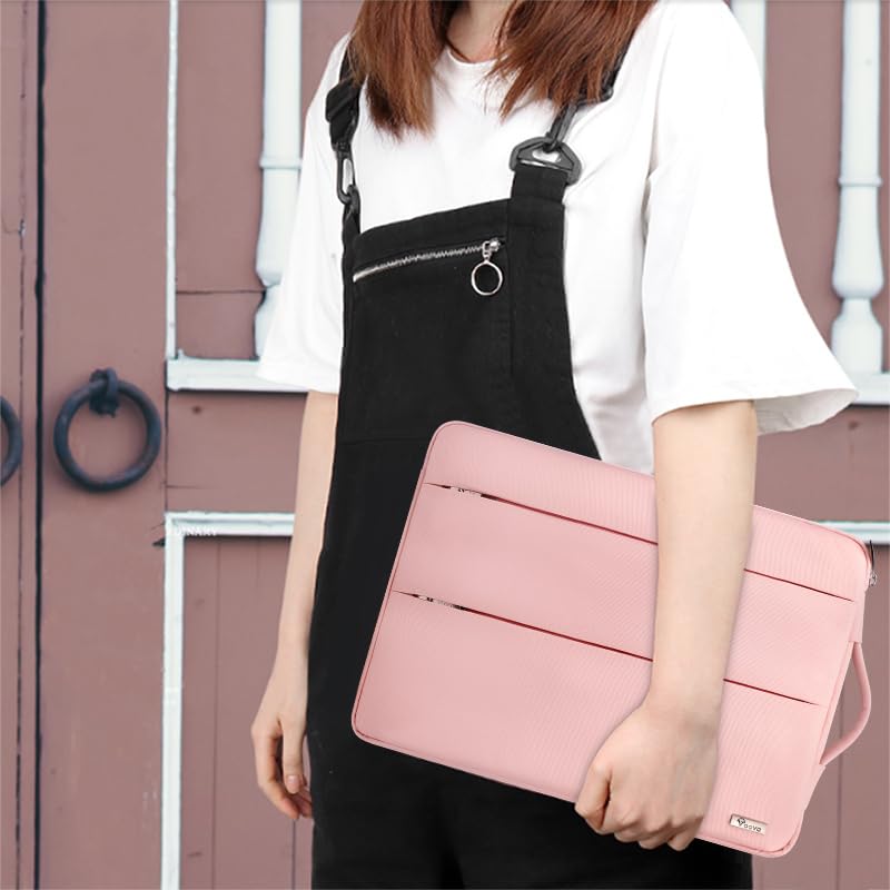 Voova Laptop Sleeve Carrying Case 14 15 Inch Compatible with MacBook Air 15 M2/M3/M4 2022-2025, MacBook Pro 15, Hp Chromebook 14, Waterproof Slim Computer Cover Bag,Sakura Pink - color: Sakura Pink, size: 14-15 Inch
