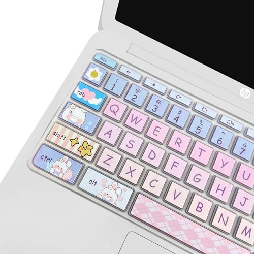 Cute Silicon Keyboard Cover Skin for HP Chromebook 11 x360 11.6", Chromebook 11 G2/G3/G4/G5/G6 EE/G7 EE 11.6’’,HP Chromebook 14-ca 14-ak14-X Series, HP Chromebook 14 G2 G3 G4 G5, Cute Bunny - color: Cute Bunny