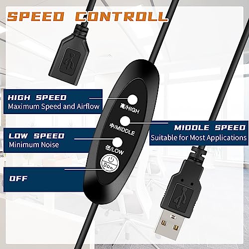240mm Computer Pc Case 5V USB Powered Fan with Variable Speed Controller for Router WiFi Modem Cabinet Xbox DVR PlayStation Receiver Cooling - style: 2 x 120mm