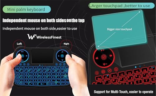 Wireless Mini Handheld Smart TV Remote Keyboard Touchpad Mouse Combo Controller For Android TV Box, Smart TV, X-Box, MacOS, PC Computer Window 10 11, Raspberry Pi 2,RGB Backlit (Not Support Bluetooth)