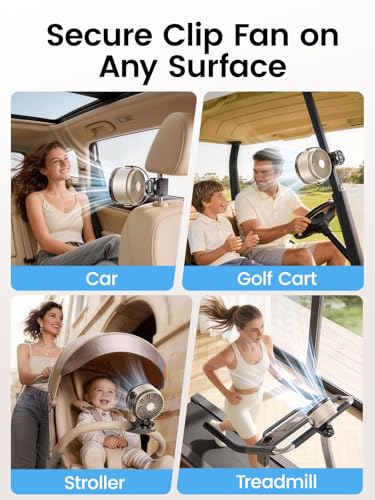 Clip on Fan, Rechargeable USB Fan with Sturdy Clamp, LED Display, 100 Speeds, 3000mAh Battery, 360° Rotation, 5.5 Inch Portable Fan for Stroller Bed Camping Treadmill Car White - color: White