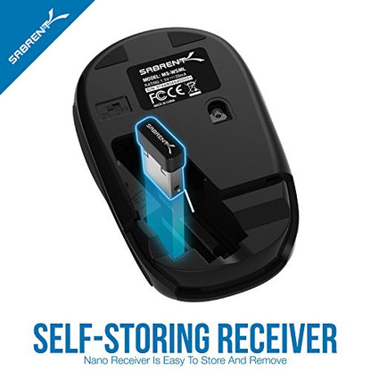 SABRENT Mini Travel 2.4GHz Wireless Mouse with Nano Receiver (MS-WSML) - size: Mini Wireless
