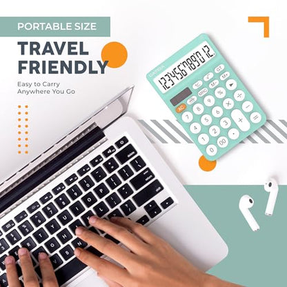 CATIGA 12 Digit Desktop Calculator Basic Desk Calculator with Large LCD Display, Big Buttons, 4 Function, Solar and Battery Dual Power, for Office, School, Home, SD-1292 Fresh Blue - color: 5.2) Fresh Blue