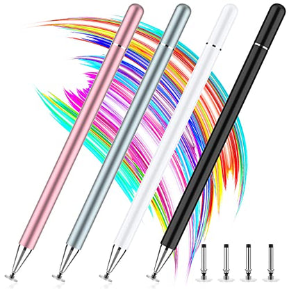 Stylus Pens for Touch Screen, 4 Pack Disc Universal Stylus Pen for iPad pro/iPhone/Android Tablets and All Capacitive Touch Screens (Black/White/Grey/Rosegold) - color: Black/White/Grey/Rosegold
