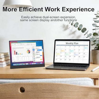 14 Inch 2K Portable Monitor, 16:10 QHD 100% sRGB HDR IPS Screen, Ultra-Slim External Second Monitor for Laptop, Phone, PS5, Xbox, Switch, PC(14.1") - size: 14.1"