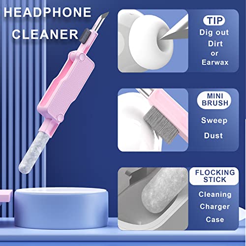 Electronics Cleaner Kit. Keyboard Brush, Airpod Cleaning Tool, Phone Screen Cleaner. for Computers, MacBooks, Laptops, Airpods Pro, Headphones. - color: Pink