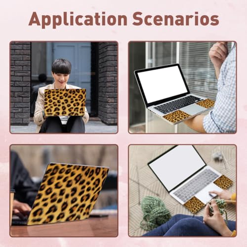 PLIGREAT Leopard Print Laptop Skin Stickers, Reusable Netbook Skin Sticker Vinyl Decals for PC Notebook Laptops Keyboard Cover Universal 12" 13" 13.3" 14" 15" Waterproof Laptop Case Protector Film - color: Brown Leopard Print