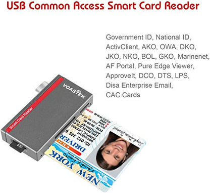 USB C Smart Card Reader, DOD Military CAC Card Reader Compatible with Mac, MacBook Pro, Chromebook and Other Type C Laptops | Built-in 3 Slots SD/Micro SD Memory Card Reader
