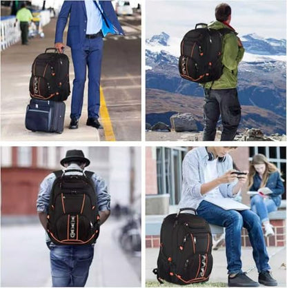 Travel Laptop Backpack,Extra Large 18.4 inch Gaming Laptop Backpacks,Big Capacity TSA Friendly RFID Anti Theft Pocket College unisex Heavy Duty Computer bag, 21.5*16.3*9.9 inch - color: Orange Rfid