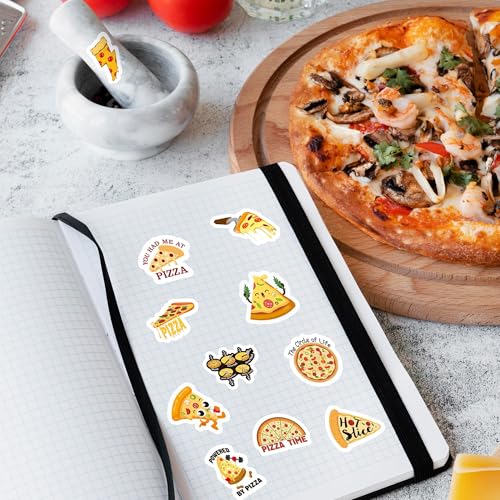 Haooryx Pizza Sticker Rolls - 1000Pcs Pizza Food Water Bottle Waterproof Vinyl Stickers Self Adhesive Art Craft Scrapbooking Birthday Party Favor Easter Busket Filler Greeting Card Making Laptop Phone - style: Pizza 2Roll