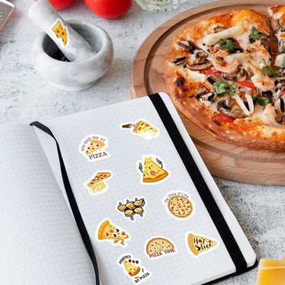 Haooryx Pizza Sticker Rolls - 1000Pcs Pizza Food Water Bottle Waterproof Vinyl Stickers Self Adhesive Art Craft Scrapbooking Birthday Party Favor Easter Busket Filler Greeting Card Making Laptop Phone - style: Pizza 2Roll