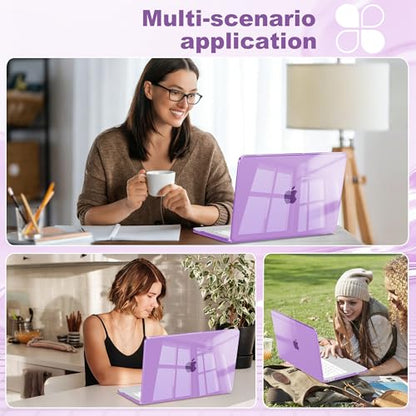 Compatible with MacBook Neo 13 inch Case 2026 A18 Pro Chip, Plastic Hard Shell Case & Keyboard Cover & Screen Protector & USB Adapter, Crystal Purple - color: Crystal Purple