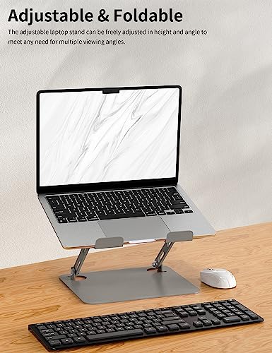 SOUNDANCE Laptop Stand for Desk, Portable Adjustable Laptop Riser, Ergonomic Design Computer Holder, Metal Laptop Mount Elevator Compatible with 10 to 15.6 Inches PC Computer, Light Grey - color: B-Light Grey