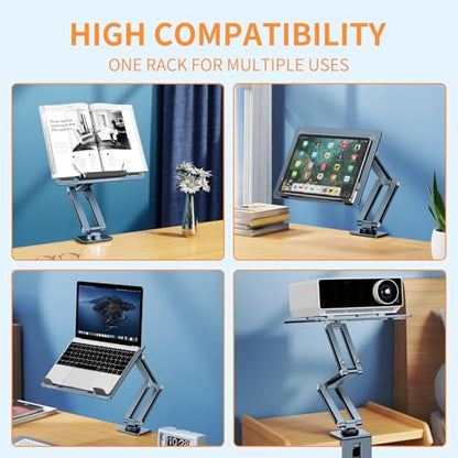Aluminum Laptop & Tablet Stand for Desk,360° Rotatable Arm Mount | Ergonomic Height Adjustable Holder Compatible with 11-15 Inch Laptops & Tablets for Home Office,Foldable Computer Tray Holder