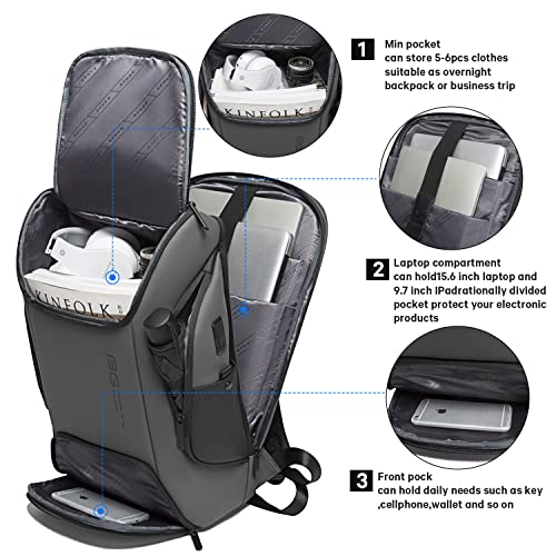 BANGE Business Laptop Smart backpack Can Hold 15.6 Inch Laptop Commute Backpack Carry on bag for men and women (Grey) - color: Grey