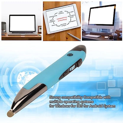 Wireless Pen Mouse, Rechargeable 2.4G Dual Mode Handwriting Stylus with Touch Head for PC Laptop iOS (Blue) - color: Blue