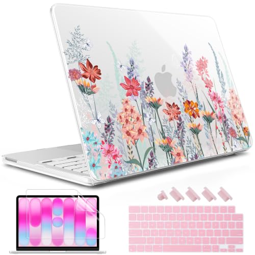 May Chen Compatible with MacBook Neo 13 inch Case 2026 Model A3404, Plastic Hard Shell,Keyboard Cover,Screen Protector,Dust Plug, for MacBook Neo 13" with A18 Pro Chip,Floral - color: Floral