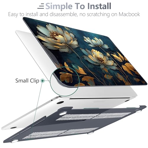 Batianda LumiArt Case for MacBook Pro 13 inch 2020 2022, Blooming Flowers | Fits Model A2338 M2 M1 A2251 A2289,1.2mm Slim Lightweight Hard Shell Cover, Scratch Resistant,4-in-1 Accessories Bundle - color: Blooming flowers