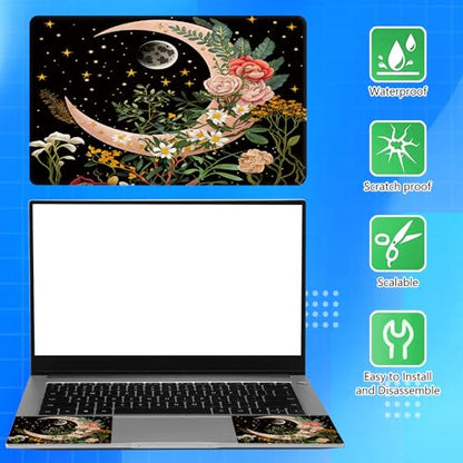 Universal Laptop Skin Sticker Decal for 11.6”12" 13" 13.3" 14" 15" 15.4" 15.6" Reusable Waterproof Scratch-Scratch Resistant Protective Vinyl Laptop Notebook Skin Stickers - Moon Floral Flower - color: Moon Floral Flower