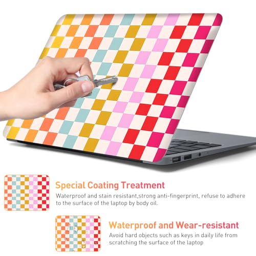12.1-15.6 Inch Laptop Skin Decal, Universal Reusable Vinyl Laptop Cover Sticker, Waterproof Art Decal Protector in Colorful Checkered - color: Colorful Checkered