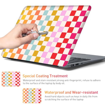 12.1-15.6 Inch Laptop Skin Decal, Universal Reusable Vinyl Laptop Cover Sticker, Waterproof Art Decal Protector in Colorful Checkered - color: Colorful Checkered