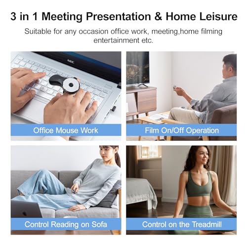 SANWA 3 in 1 Bluetooth Finger Ring Mouse + Ergonomic Mouse with LED Screen Set, Wireless Presentation Clicker, Video Scroller & Page Turner, Vertical Mice Knob Control, Compatible with Mac, Windows, A