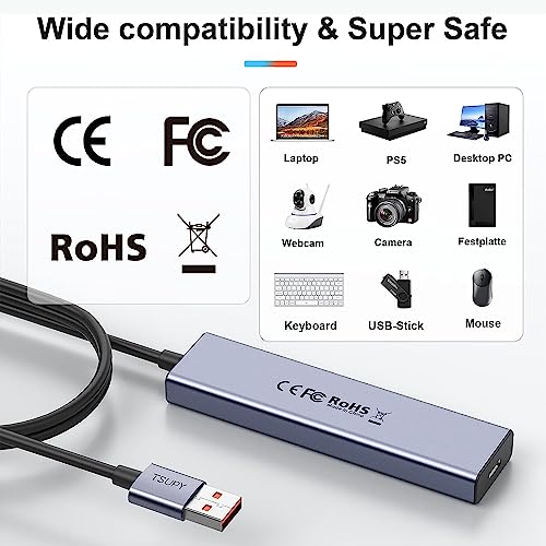 USB Hub 3.2, TSUPY USB Splitter 10Gbps 4 USB 3.2 Ports with 4ft Extension Cable,Ultra-Slim Aluminium USB 3.2 Gen 2 HUB Fast Data Transfer USB Port Extender for MacBook,Chromebook,Mobile HDD,Laptops - size: 10Gbps 4 USB 3.2 Ports Aluminium