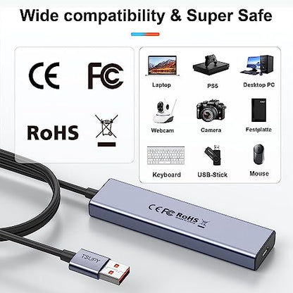 USB Hub 3.2, TSUPY USB Splitter 10Gbps 4 USB 3.2 Ports with 4ft Extension Cable,Ultra-Slim Aluminium USB 3.2 Gen 2 HUB Fast Data Transfer USB Port Extender for MacBook,Chromebook,Mobile HDD,Laptops - size: 10Gbps 4 USB 3.2 Ports Aluminium