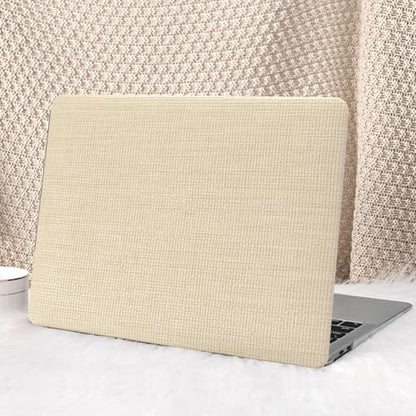 Seorsok Compatible with MacBook Air 15 inch Case 2026 2025-2023 Release M5 A3448 M4 A3241 M3 A3114 M2 A2941 Touch ID,Elegant Leather Plastic Hard Shell Case with Keyboard Cover,KhakiNo Logo Cutout - color: Khaki Woven, size: Air 15 inch A3448 A3241 A2941