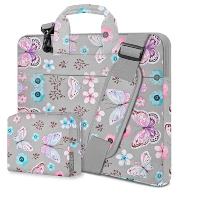 Hseok Laptop Shoulder Bag 13-14 inch Shockproof Water-Resistant HandBag with Small Case Compatible with MacBook Pro/Neo 14" M5/M4/M3/M2/M1, Mac Air/Pro 13.3", XPS 13/14, Most 13"-14" PC,Butterfly - color: Butterfly, size: 13"-14"