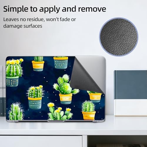 Aesthetic Laptop Skin Sticker, Potted Cacti Pattern Waterproof Vinyl Laptop Decal, Removable Bubble Free, Reusable Protective Cover for 13 14 15 15.6 Inch - color: Potted Cacti Pattern