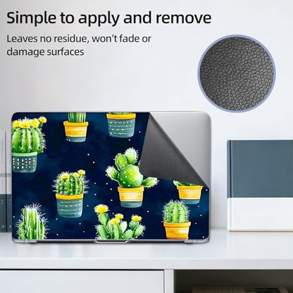 Aesthetic Laptop Skin Sticker, Potted Cacti Pattern Waterproof Vinyl Laptop Decal, Removable Bubble Free, Reusable Protective Cover for 13 14 15 15.6 Inch - color: Potted Cacti Pattern
