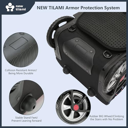 NEW TILAMI 20 Inch Rolling Backpack for School Stair-Climbing Big Wheel | Teen Boys Girls Carry-on Suitcase Large Organizer Compartment 15.6 Laptop Sleeve Adjustable Handle Roller Travel Bag College - color: Grey Stone