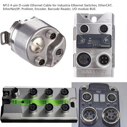 Ethernet M12 4 Pin D Coded RJ45 Cable for Keyence IV2 Omron Datalogic Machine Vision Profinet Network Sensor Actuator CAT5e Shielded PVC 50m - size: 50m