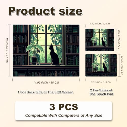 Universal Laptop Skin Sticker Decal 11-15.6 Inches, Cat Green Plants | Reusable Vinyl Sticker for 12.1 13 13.3 14 15.4 Inches Notebook PC, Scratch Resistant Waterproof, Easy to Trim & Apply - color: Cat Green Plants