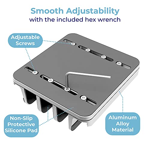 Adjustable Laptop Stand, 5 Slots, Aluminum Space-Saving, for Apple MacBook/Surface/Galaxy/Tablet/iPad/iPhone, Silver - color: Silver