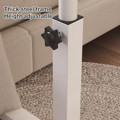 Rolling Standing Desk Tilting Overbed Table with Wheels Height Adjustable Tray Table for Laptop Bed Sofa Side Table with Single Baffle Strips Svart Black Table Legs,Biao-White Table Legs - color: Biao, size: White table legs