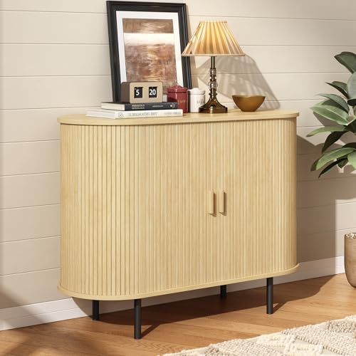 ONBRILL 40" Sideboard Buffet Cabinet with Storage, Storage Cabinet with Sliding Door & Adjustable Shelf, Modern Accent Coffee Bar Console Table for Kitchen, Entryway, Oak - color: Oak, size: 40"