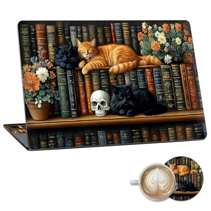 Laptop Skin Sticker Decal 15.6 Inch,12 13 13.3 14 15 15.6 in Laptop Netbook Skins for Notebook,Art Decal Removable Waterproof Scratch Resistant,Universal Vinyl Cover,Cat Bookshelf - color: Cat Bookshelf