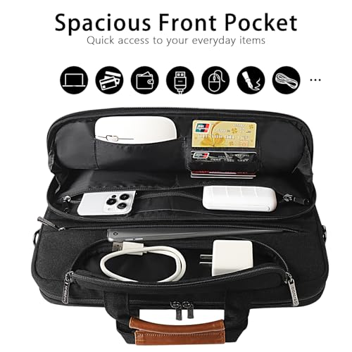 DOMISO 14 Inch Laptop Bag, Waterproof Business Briefcase Computer Messenger Shoulder Bag with Strap for Macbook Pro Air/Lenovo IdeaPad/Acer Aspire/HP/Dell XPS 15/ASUS/MSI, Black - color: Black, size: 14 Inch
