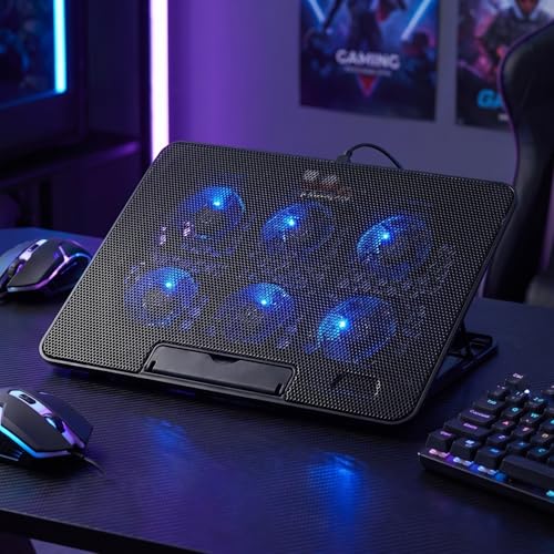 SHERCHPRY 15.6 Inch Laptop Cooling Pad with Quiet Fan, Adjustable Laptop Stand with USB Powered Cooler, Portable Notebook Cooling Stand for Office Home Desk Use Black