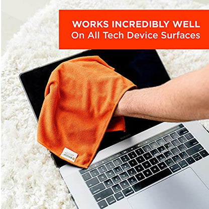 WHOOSH! Microfiber Cleaning Cloth, 3 Pack, Glasses and Screen Cleaning Cloth, Suitable for TV, Car Screen, Computer, Laptop, iPad, MacBook, Smart Phone, Monitor, Watches (14”x14”), Orange - size: 3 Count (Pack of 1)