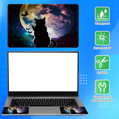 Universal Laptop Skin Sticker Decal for 11.6”12" 13" 13.3" 14" 15" 15.4" 15.6" Reusable Waterproof Scratch-Scratch Resistant Protective Vinyl Laptop Notebook Skin Stickers,Cute Cat and Butterfly Moon - color: Cute Cat and Butterfly Moon