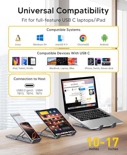 USB C Docking Station Dual Monitor, 9 in 1 Laptop Stand with 2 HDMI | Laptop Dock Stand with 4K@60Hz HDMI, 2*USB 3.0, 100W PD, USB-C 3.0, SD&TF Universal Dock Station for Acer/Dell XPS/HP/Mac - style: 9 in 1(2 HDMI)