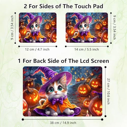 Laptop Skin Sticker Decal, Universal Reusable Vinyl Laptop Cover for 12" 13" 13.3" 14" 15" 15.4" 15.6" Notebook PC, Reusable Waterproof Scratch-Resistant with 2 Wrist Pads,Cat Magic Halloween - color: Cat Magic Halloween