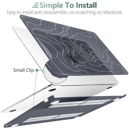 for MacBook Air 13 Inch (13.6 Inch) Case, M5/M4/M3/M2 Chip 2026 2025 2024 2023 2022, Hard Plastic Printed Cover with Screen Protector & Keyboard Cover & Dust Plugs, Black Maps - color: Black Maps